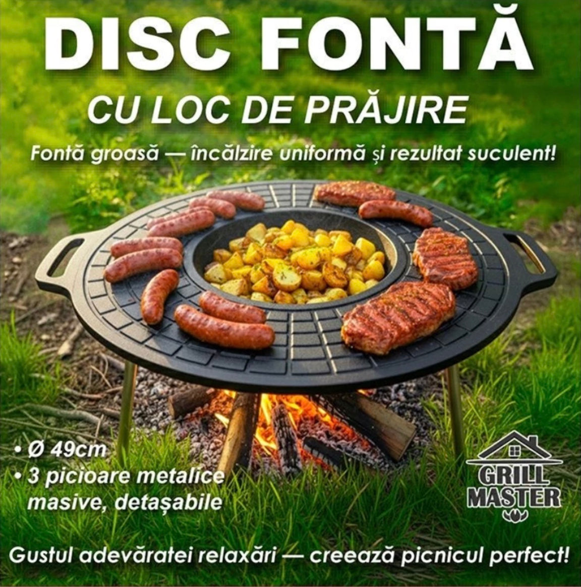 Disc din fontă cu loc de prăjire