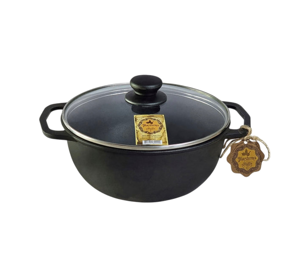 Ceaun din fontă cu capac din sticlă – 2 L