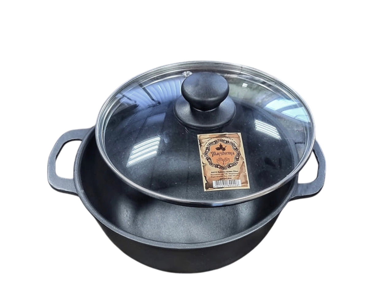 Ceaun din fontă cu capac din sticlă – 2 L