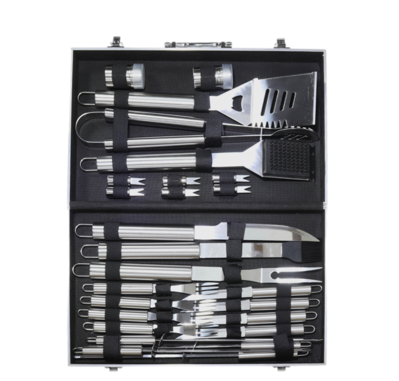 Set pentru barbecue din inox – 26 piese în valiză