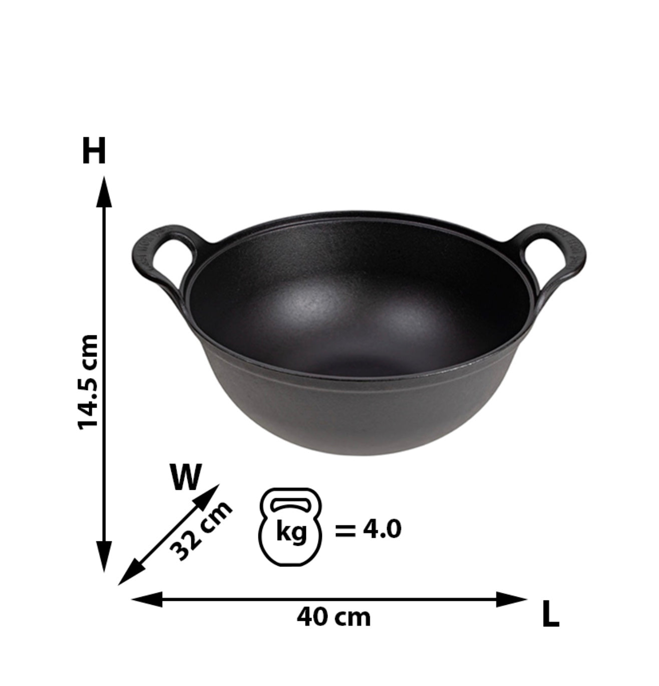 Kazan din fontă cu capac din lemn – 32 cm