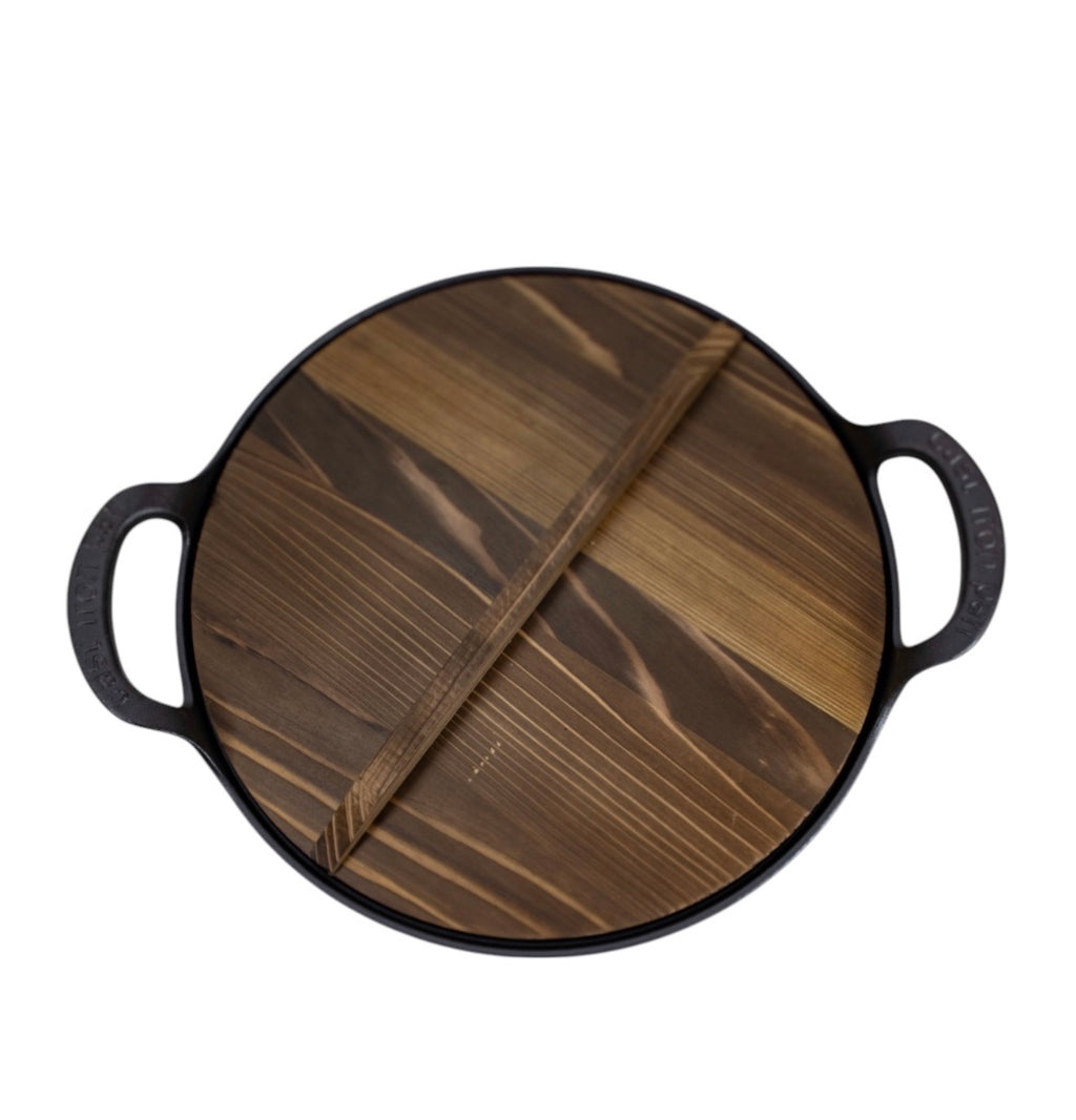 Kazan din fontă cu capac din lemn – 38 cm