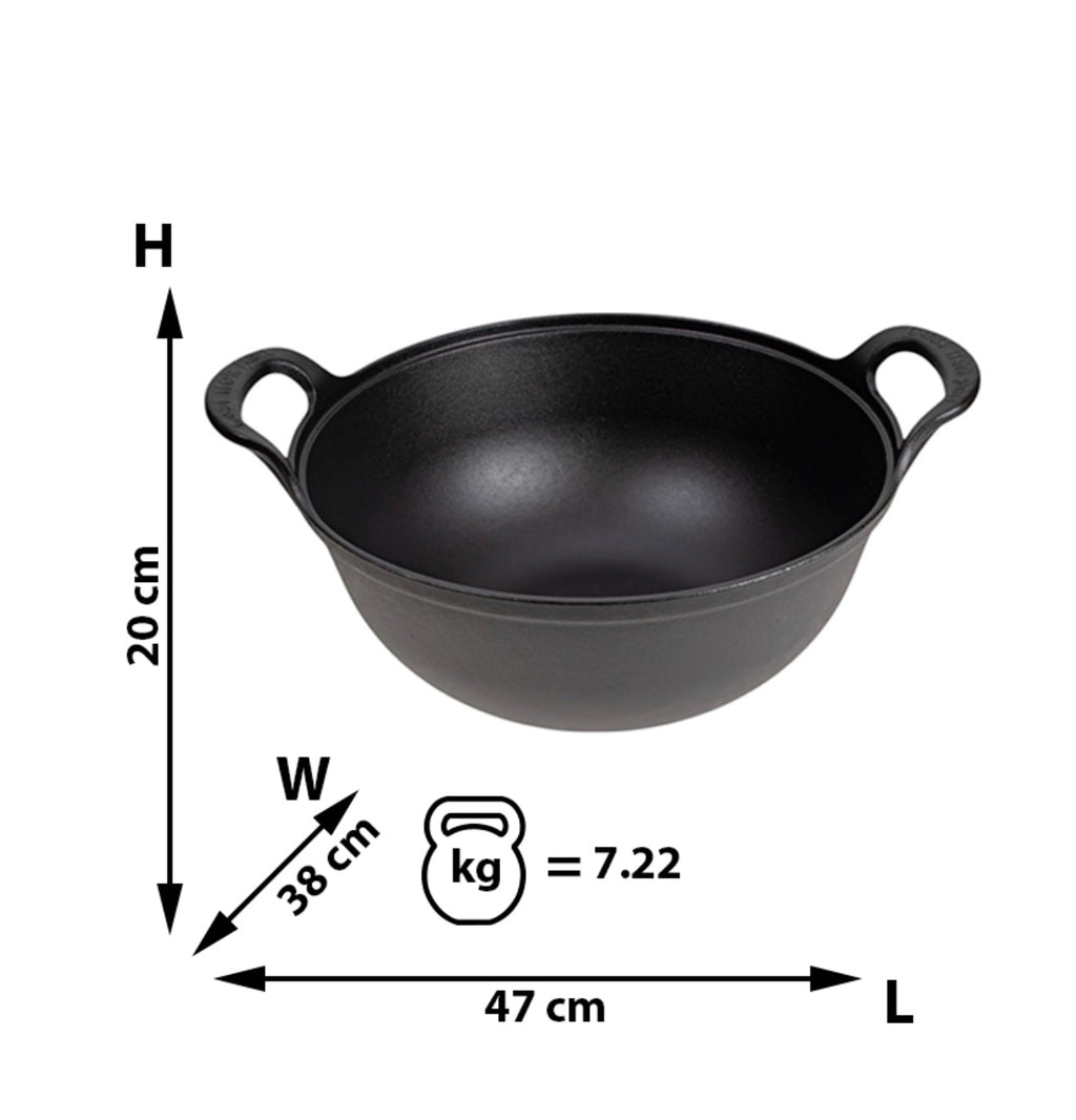 Kazan din fontă cu capac din lemn – 38 cm