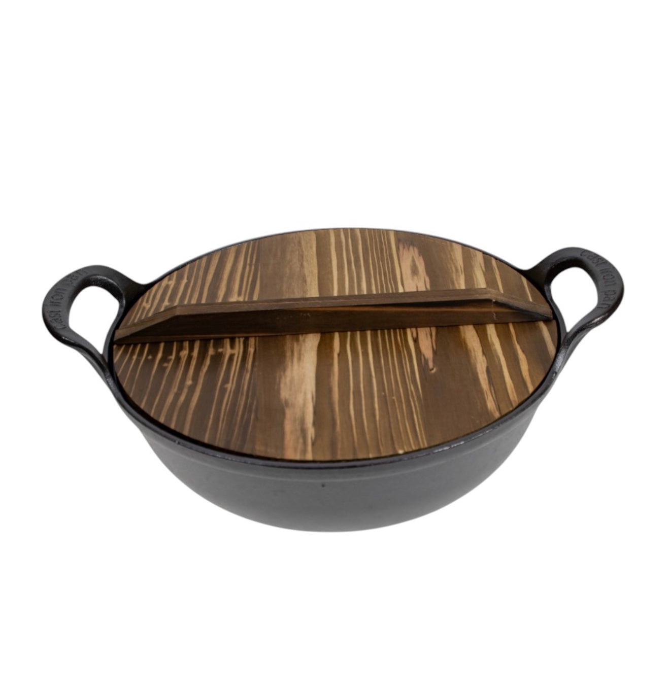 Kazan din fontă cu capac din lemn – 34 cm
