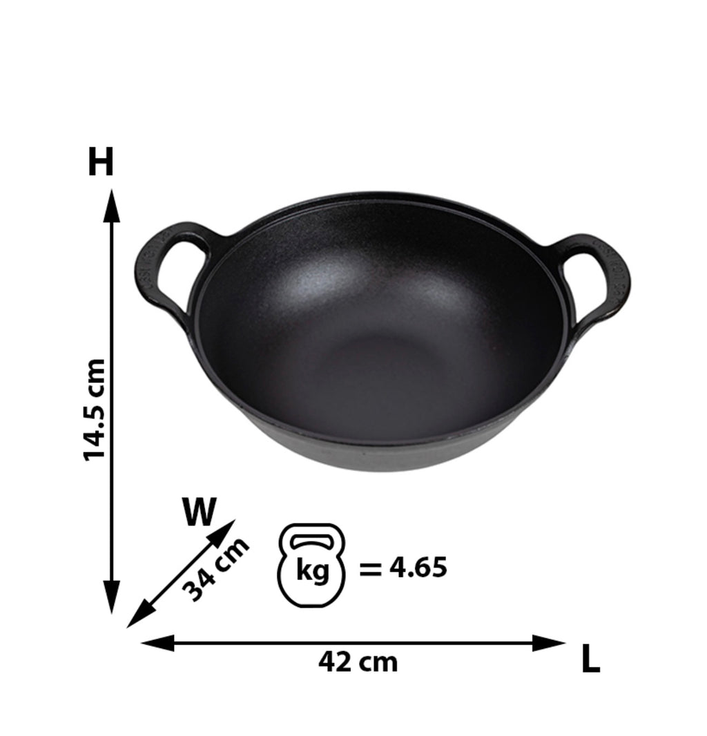 Kazan din fontă cu capac din lemn – 34 cm
