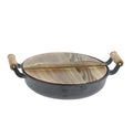 Tigaie wok din fontă cu capac din lemn – 33 cm