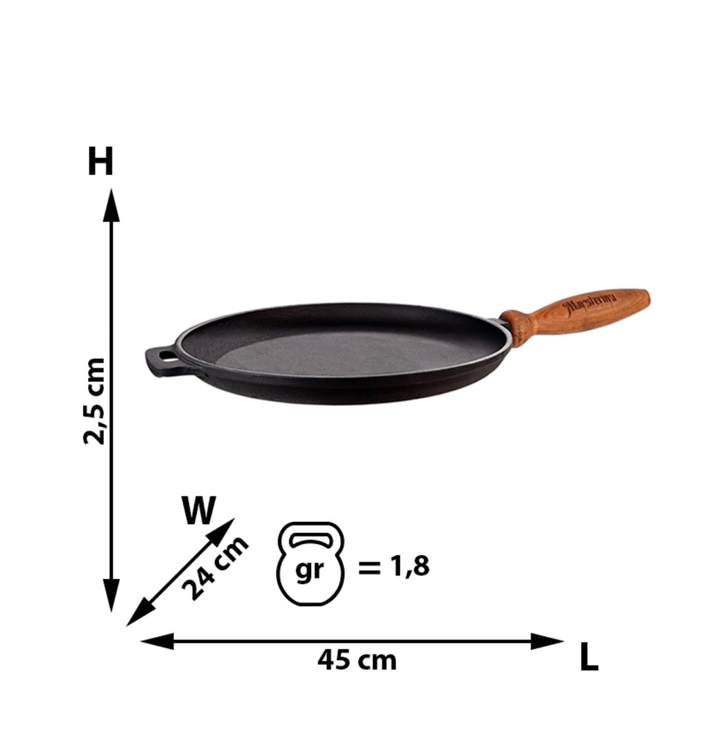 Tigaie pentru clătite din fontă – 24x2,5 cm