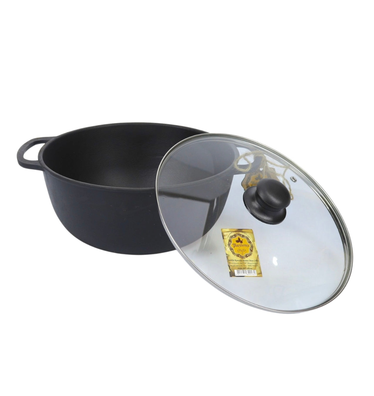 Ceaun din fontă cu capac din sticlă – 6 L