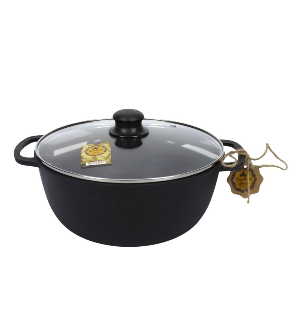 Ceaun din fontă cu capac din sticlă – 6 L