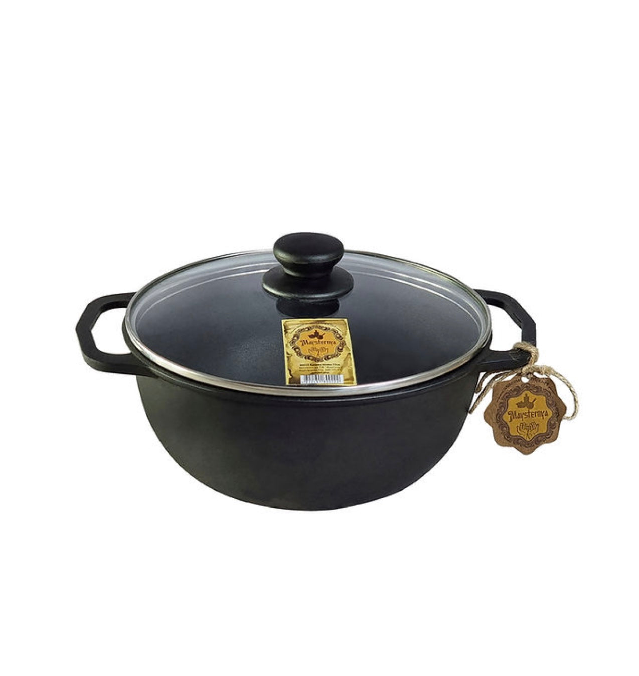 Ceaun din fontă cu capac din sticlă – 3 L